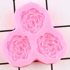 RKPM HOMES Peony Flower Shape Chocolate Mould - 3 Cavity I 3D DIY Fondant Silicone Candy Mold I Baking Tools for Cake Chocolate Candy Ice Jelly Soap I Cake Baking Moulds I Bakeware Molds