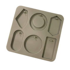 RKPM HOMES Aromatherapy Wax Mold | 6 Different Shape Fondant Silicone Mould with Hanging Hole | Dried Flowers Resin Soap Clay Craft Jewelry Making Moulds DIY Pendant Bookmark Necklace | Grey - 6 cavity