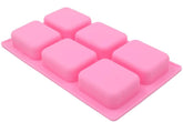 RKPM HOMES Soaps Molds | Silicone Square Shape Mould | Handmade Sharp Edges Soap Making Forms | 3D Moulds for Cake Chocolate Candy Ice Jelly Brownie Dessert | Pink - 6 Cavity