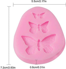 RKPM HOMES Pack of 1 (3 Cavity) Butterfly Silicone Fondant Candy Cake Baking Mold for Homemade Cake Decorating Mold Size 7.2 X 5.5 X 0.8 Cm