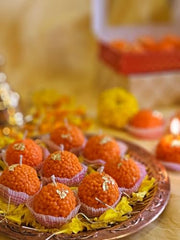 RKPM HOMES Food Candle Mold I 3D Fondant Mithai Shape Silicone Epoxy Mould I for DIY Handmade Ornament Chocolate, Cake Décor, Aromatherapy, Soap, Resin Art Craft Making Home Office Décor (Laddu)