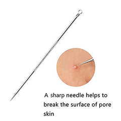 RKPM 4 Pcs/Set Stainless Steel Pimple Blemish Comedone Acne Extractor Blemish Removal Tool With Portable Box Easy to Carry (Silver)