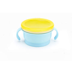 RKPM HOMES Baby Feeding Bowl Anti-Spill Snack Catchers Cup Snack Bowl Easy Silicone Plastic with Cover Toddler Oder Free Biscuit Cup Portable for Home or Go Out Blue