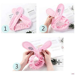 RKPM Girls Hair Band Wash Face Bath Spa Makeup Wrap Rabbit Ears Headband Soft Elastic (Black)