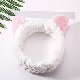 RKPM HOMES Cute Cat Ears Velvet Headbands Colors, Soft Spa Makeup Fashion Plush Hairband for Women - White