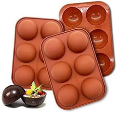 RKPM HOMES Medium 6 Cavity Semi Sphere Silicone Mold, Pack of 1 Baking Mold for Making Chocolate, Cake, Jelly, Dome Mousse Mold Size 19 x 13 x 5 cm (3 Pcs)
