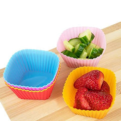 RKPM HOMES Paper Cake Cup Liners | Silicone Baking Cups | Muffin Cupcake Cases | Microwave or Oven Tray Safe | for Handmade Soap, Biscuit, Chocolate, Muffins, Jelly (Square Shape, 6 Pcs)