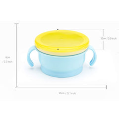 RKPM HOMES Baby Feeding Bowl Anti-Spill Snack Catchers Cup Snack Bowl Easy Silicone Plastic with Cover Toddler Oder Free Biscuit Cup Portable for Home or Go Out Blue