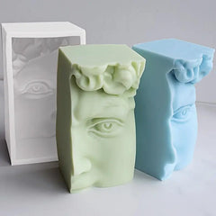 RKPM HOMES Body Shape Candle Molds I 3D Half Face David Head Abstract Sculpture Statue Mould I for DIY Handmade Ornament Aromatherapy Clay Resin Casting Art Craft Making Soap Home Party Decoration (A)