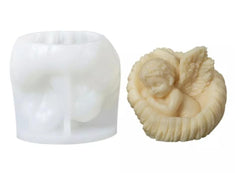 RKPM HOMES Baby Angel Candle Mold I 3D Fondant Shell Angels Shape Silicone Scented Epoxy Mould I for DIY Handmade Ornament Cake Décor Aromatherapy Soap Plaster Resin Art Craft Making Home Decoration (B)