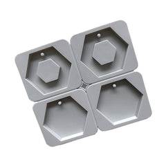 RKPM HOMES Aromatherapy Wax Mold | Pentagon (5-Sided) Shape Fondant Silicone Mould with Hanging Hole | Dried Flowers Resin Soap Clay Craft Jewelry Making Molds DIY Pendant Necklace | Grey - 4 Cavity