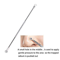RKPM 4 Pcs/Set Stainless Steel Pimple Blemish Comedone Acne Extractor Blemish Removal Tool With Portable Box Easy to Carry (Silver)