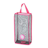 RKPM Wall Mount Plastic Bags Holder Hanging Grocery Bag Container Plastic Grocery Bag Saver Mesh Grocery Bag Dispenser for Kitchen Bathroom Office Pink (Large Size: 48 X 20 X 10 cm)