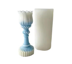 RKPM HOMES Geometric Flower Candle Mold I 3D Fondant Tulip Shape Column Pillar Silicone Epoxy Candlestick Mould I for Handmade Ornament Aromatherapy Resin Art Craft Soap Home Office Decoration (Line)