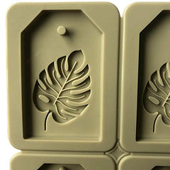 RKPM HOMES Aromatherapy Wax Mold | Rectangle Leave Shape Fondant Silicone Mould with Hanging Hole | Dried Flowers Resin Soap Clay Craft Jewelry Making Molds DIY Pendant Necklace | Grey - 4 Cavity