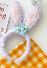 RKPM HOMES Hair Band | Big Bow Furry Rabbit Long Ears Bunny Headband | Handmade Cosplay Cute Headwear | for Washing Face, Beauty Spa Facial | Hair Accessories for Women Girls Adult Kids (Light Purple)