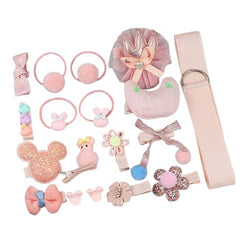 RKPM HOMES Hair Clips Set I Hair Ties Elastic I Hair Rope Barrettes, Cute Hair Bows, Ponytail Holder Hairpins Set I Hair Accessories I for Baby Girls Teens Toddlers – Set of 18 (SnowBean)