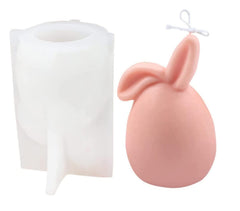 RKPM HOMES Bunny Eggshell Shaped Candle Mold I 3D Fondant Easter Rabbit Silicone Wax Mould I Candles for Chocolate, Dessert, Cake Decor, Aromatherapy, Soap, Ornament, Resin Art (Folded Ear)