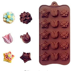 RKPM HOMES Silicone Chocolate Mold Candy Mold Jelly Ice Cube Tray Muffin Sugar Craft Fondant Mold Mould Cake Decorating Tools (3 Shape Flower Chocolate Mold)