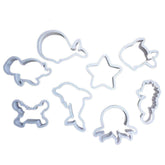 RKPM HOMES 8 Pcs Cookie Cutter Set | Ocean Shape Cutter Set | See Animal Fondant Plunger Cutter | Biscuit Mold Fondant Muffin Cupcake Decoration | Tools for Holiday Party Wedding and Birthday