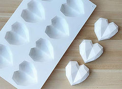 RKPM HOMES Pinata Diamond Heart Shape Chocolate Mould | 3D DIY Fondant Silicone Candy Mold | Baking Tools for Cake Chocolate Candy Ice Jelly Soap | Cake Baking Moulds | Multicolor - 8 Cavity