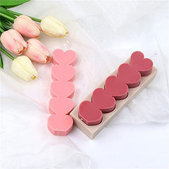 RKPM HOMES Heart Shape Pillar Resin Candle Molds I Love 3D Fondant Silicone Wax Mould I for Handmade Candles Ornament Making Aromatherapy Mousse Dessert Soap Cake DIY Decorating Art Crafts - 5 Cavity