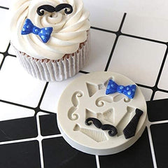 RKPM HOMES Mustache 6 Cavity Round Shape Cake Mold | Silicone Fondant Mould | Baking Tools for Cake Chocolate Candy Ice Jelly Soap Pudding | Decorating Birthday Baby Shower Little Man Party Supplies