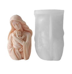 RKPM HOMES Blessed Virgin Mary with Baby Jesus Statue Candle Mold I Madonna & Child Silicone Scented Sculpture Mould I for Handmade Ornament Cake Décor Aromatherapy Soap Resin Casting Art Craft Making