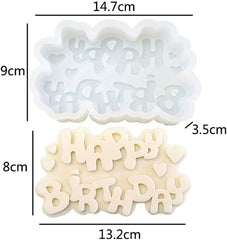RKPM HOMES Chocolate Mould I 3D Fondant English Letters Silicone Candy Mold I for DIY Handmade Soap, Candle, Cakes French Dessert, Pastry, Muffin Cookies, Cupcake, Decoration Tools (Happy Birthday)