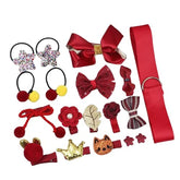 RKPM HOMES Hair Clips Set I Hair Ties Elastic I Hair Rope Barrettes, Cute Hair Bows, Ponytail Holder Hairpins Set I Hair Accessories I for Baby Girls Teens Toddlers – Set of 18 (Wine Red)
