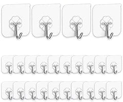 RKPM HOMES Transparent-Glue Hooks Hooks for Hanging - Heavy Duty Shower Sticky Hooks Key Hook Seamless Waterproof and Oil Proof,for Kitchen Bathroom Ceiling Window 24 Pack