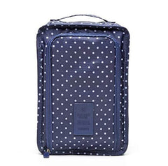 RKPM Multifunctional Zipper Waterproof Shoes Bag Nylon Material, Shoes Pouch with Handle, Shoes Storage Organizer Bag with 2 Pockets Ideal for Travel, Workout, Dancing, Gym(Nave Blue Dot)