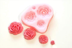 RKPM HOMES Roses Flower Silicone Cake Mold Chocolate Sugarcraft Decorating Fondant Tools 4 Size Pink Pack of 1 Mold Size - 7 X 6.5 X 1.5 Cm