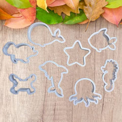 RKPM HOMES 8 Pcs Cookie Cutter Set | Ocean Shape Cutter Set | See Animal Fondant Plunger Cutter | Biscuit Mold Fondant Muffin Cupcake Decoration | Tools for Holiday Party Wedding and Birthday