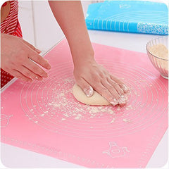 RKPM Silicone Pastry Mat with Measurements, Pastry Rolling Mat, Reusable Non-Stick Silicone Baking Mat Pink (Size 50X40 CM)