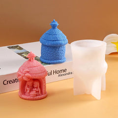 RKPM HOMES Jesus Candle Mold I Nativity Scene House & Family Silicone Scented Wax Mould I Succulent Molds for Handmade Ornament Aromatherapy Soap Clay Resin Epoxy Casting Art Craft Making (Set of 3)