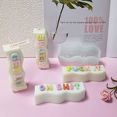 RKPM HOMES Alphabet Letter Pillar Resin Mold I 3D Words Silicone Epoxy Mould I for Candle Making DIY Handmade Ornament Chocolate, Cake Décor, Aromatherapy, Soap, Polymer Clay Art Craft (Fuck IT)