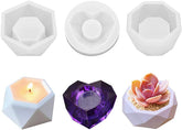 RKPM HOMES Candles Holders Resin Mold I Mini Geometric Casting Plant Silicone Epoxy Candlestick Mould I Succulent Concrete Molds I for DIY Jewelry Trinket Storage Flowers Plants Pot Home Decoration (Set Of 3 Pcs)