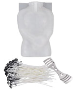 RKPM HOMES Candle Molds with 50 Candle Wicks & Holder I Body Shape 3D Silicone Wax Mould I for Handmade Aromatherapy Plaster, Soap, Clay, Resin Casting, Art Craft Making (Muscle Man)