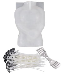 RKPM HOMES Candle Molds with 50 Candle Wicks & Holder I Body Shape 3D Silicone Wax Mould I for Handmade Aromatherapy Plaster, Soap, Clay, Resin Casting, Art Craft Making (Muscle Man)