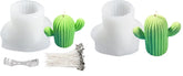 RKPM HOMES Candle Molds with 50 Candle Wicks I Cactus Shape Fondant Silicone Wax Mould I Succulent Mold I Clay Craft Mould for DIY, Handmade Soap, Bar Wax Casting, Cake Decorating (Small & Large)