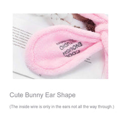 SYGA Girls Rabbit Ear Bowknot Hair Bands for Makeup, Elastic Velvet Face Wash Bath Shower Makeup Cosmetic Beauty Headbands for Washing Spa Yoga Face Care hair Accessories for Girls Women (Pink)