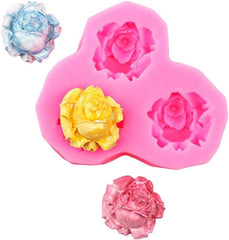 RKPM HOMES Blossoming Rose Cupcake Fondant Mold I 3D Flower Silicone Chocolate Mould I for DIY Sugarcraft Cake Decoration, Polymer Clay, Candy, Cookies, Muffin, Soap Wax Making Crafting – 3 Cavity