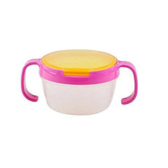 RKPM Child, Babies.Kids 360 Rotate Spill-Proof Snack Catchers Bowl Baby Snack Feeding Container Holder with Two Handle_Pink
