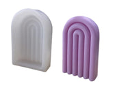 RKPM HOMES Rainbow Arch Candle Molds I 3D Geometric U-Shaped Striped Silicone Simple Lines Plaster Epoxy Mould I for DIY Handmade Ornament Chocolate, Cake Décor, Soap, Resin Art Craft Making (3 Ring)