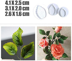RKPM HOMES 3-Pieces DIY Cake Plunger Cutter Molds Sugarcraft Cake Decorating, (Rose Leafs)