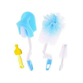 RKPM 4 Pcs Baby Milk Bottle Nipple Straw Brush Sponge Nylon Cleaning Brush Cleaner Bottle Tong Set of 4 (Random Color)