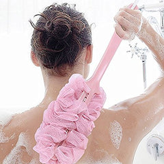 RKPM Body Bath Brush Luxurious Back Scrubber Shower Brush with Long Handle for Men Women,17-Inch Long - Light Cream - 1 Pcs