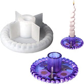 RKPM HOMES Taper Candle Holder Resin Mold I 3D Round Polka Dot Shape Candlestick Epoxy Casting Silicone Mould I Concrete Molds I for DIY Handmade Plaster Lipstick Pen Holder Flowers Plants Décor (B)
