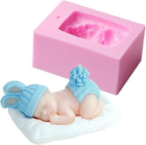 RKPM HOMES Sleeping Baby with a Pillow Design Fondant Mold I 3D Newborn Christening Silicone Mould I for DIY Handmade Cake Décor Polymer Clay Candy Cookies Muffin Soap Resin Wax Candle Making (Thick)